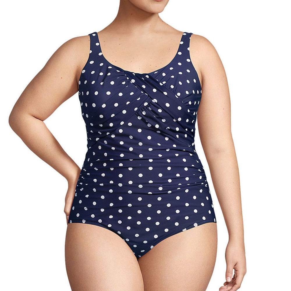 Lands End Carmela Slimming Polka Dot One Piece Swimsuit